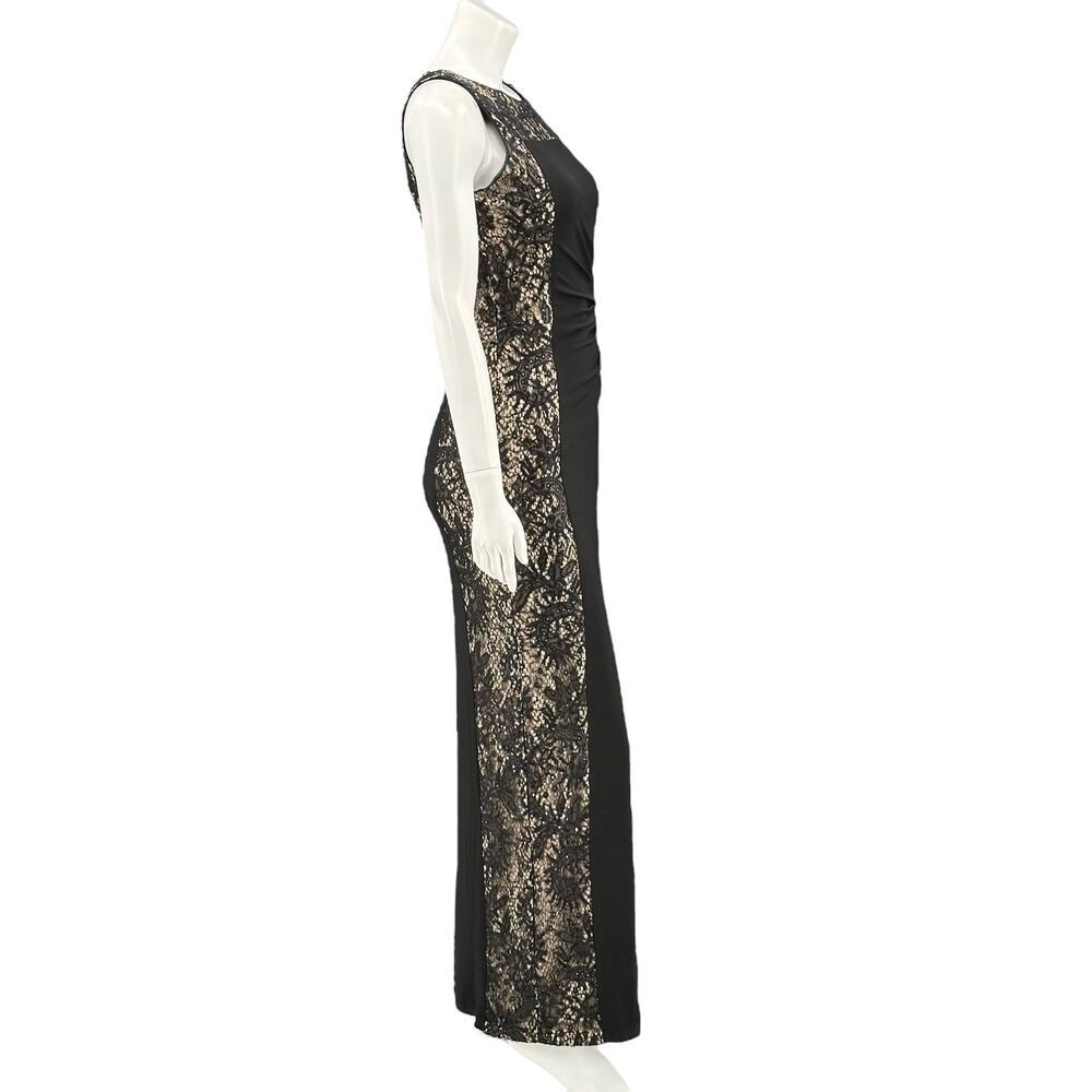 Betsy & Adam Black Lace-Panel Evening Gown - Elegant Long Dress - Picture 3 of 11